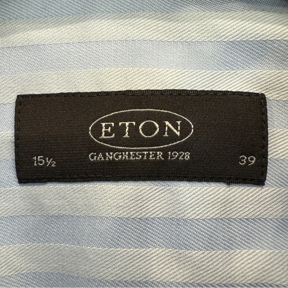 Eton Striped Fine Satin Dress Shirt with French Cuffs Men’s 15.5 39 - Picture 6 of 7